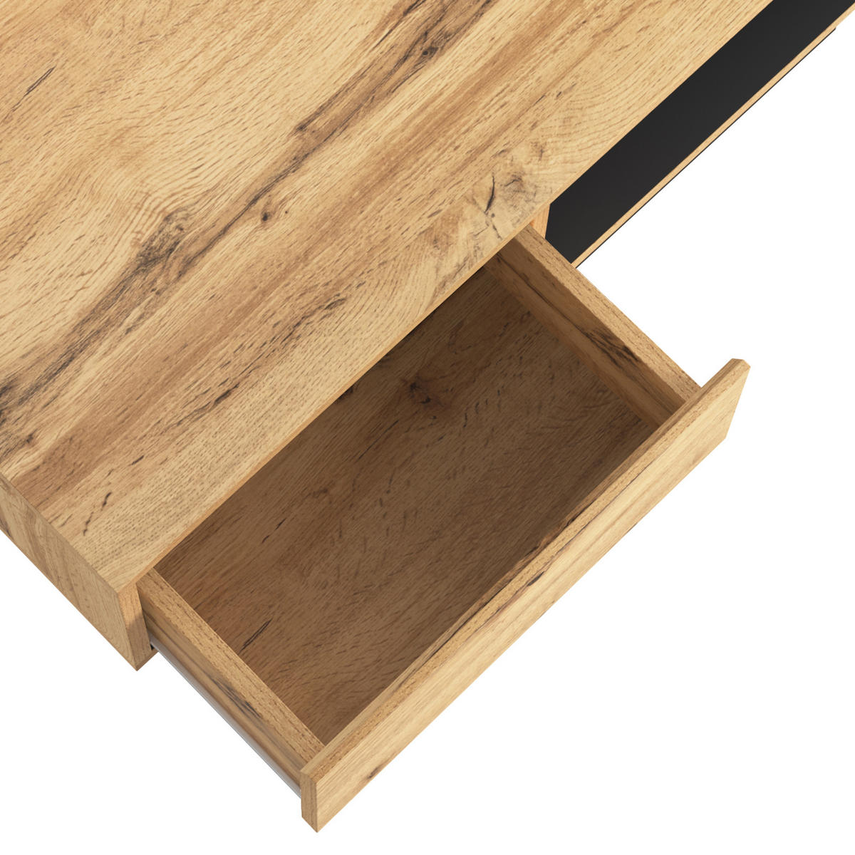 KLUBSKA miza, 100/47/60 cm, iverna plošča v hrastovem dekorju in antracitni barvi, s prostorom za shranjevanje - naravne barve, leseni material (100/47/60cm) - BEAOK