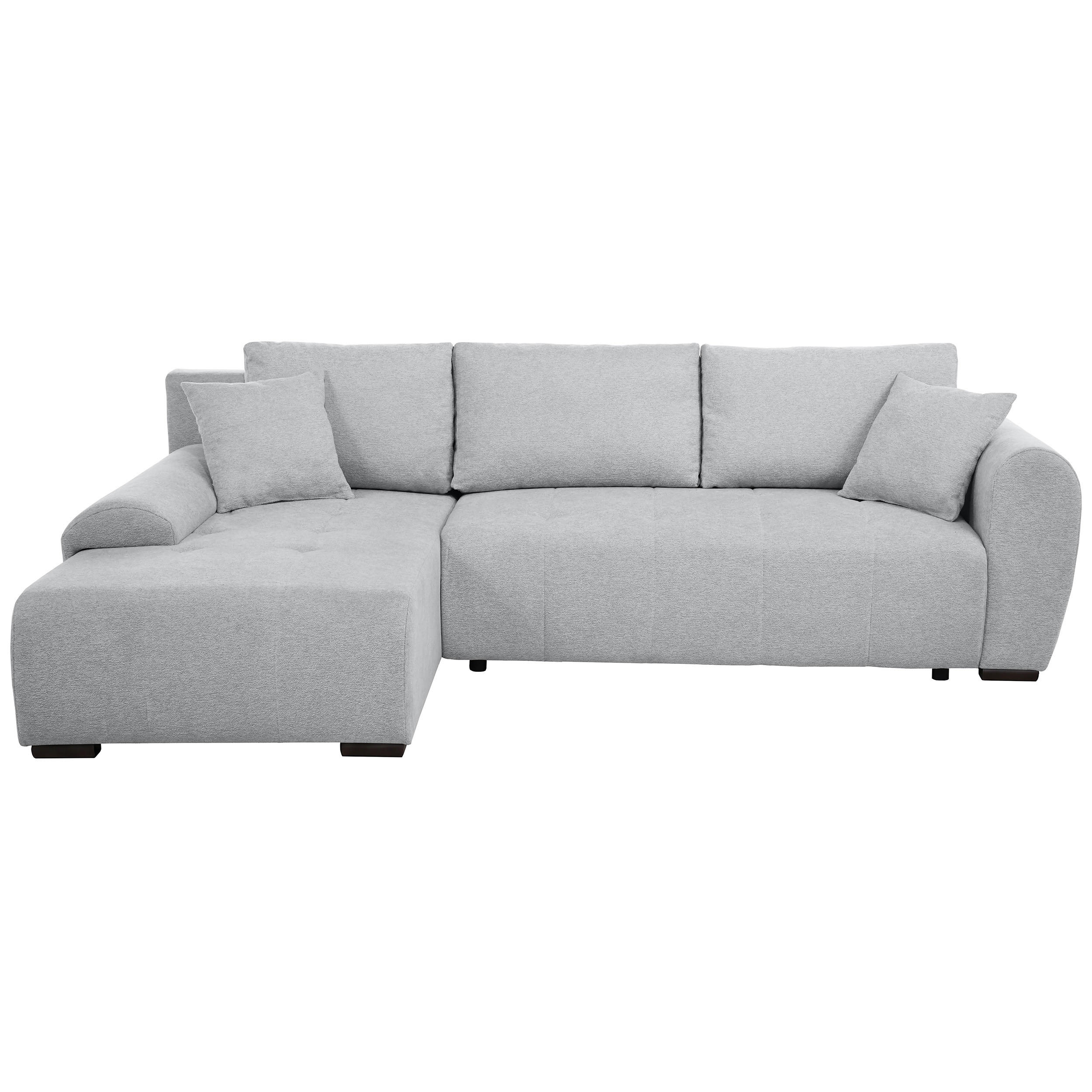 Beautysofa ROHOVÁ ROZKLÁDACÍ POHOVKA Dallas s úložným prostorem, 255 cm, světle šedá, levá, velurová látka