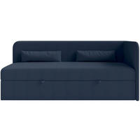JUGENDBETT Calmmo Dunkelblau mit Chenille-Bezug, Kopfteil rechts - Dunkelblau, Textil (90/200cm) - Selsey