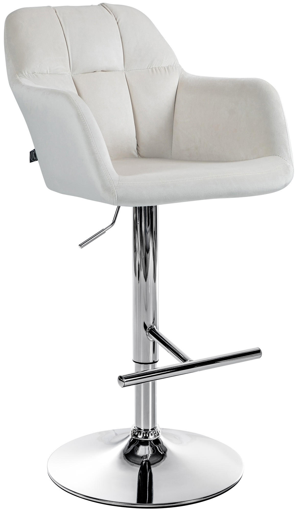BARHOCKER Samt creme - Chromfarben/Creme, Textil (57/97/59cm) - CLP