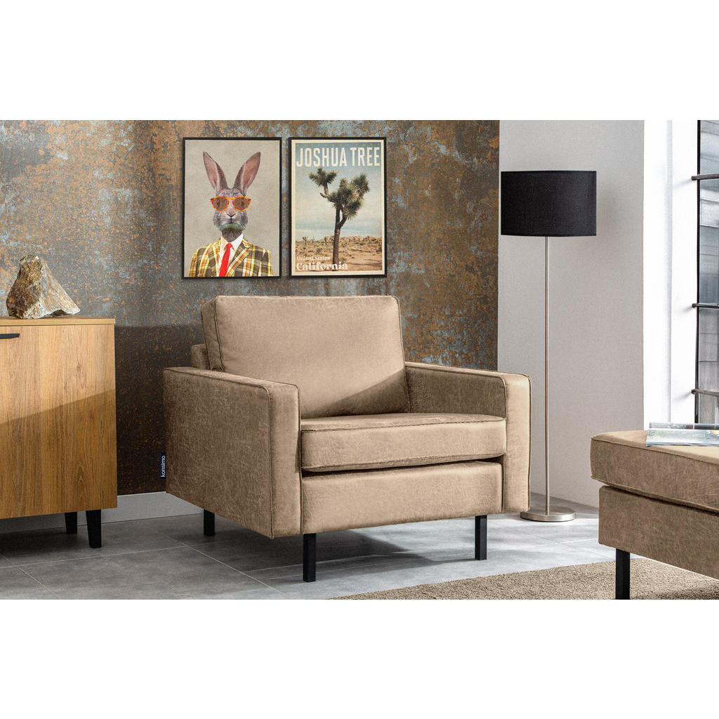 Thumbnail - Konsimo® Sessel, Beige, Textil, Quadratisch, 98x87x98 cm, Hergestellt in Europa, Wohnzimmer, Sessel, Polstersessel