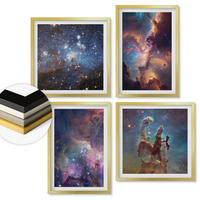 WANDBILDER 4er Set - 50x50 cm & 40x60 cm Goldrahmen - Kosmische Sternenlandschaften - Goldfarben, Kunststoff (50/50cm) - ArtPrintCave
