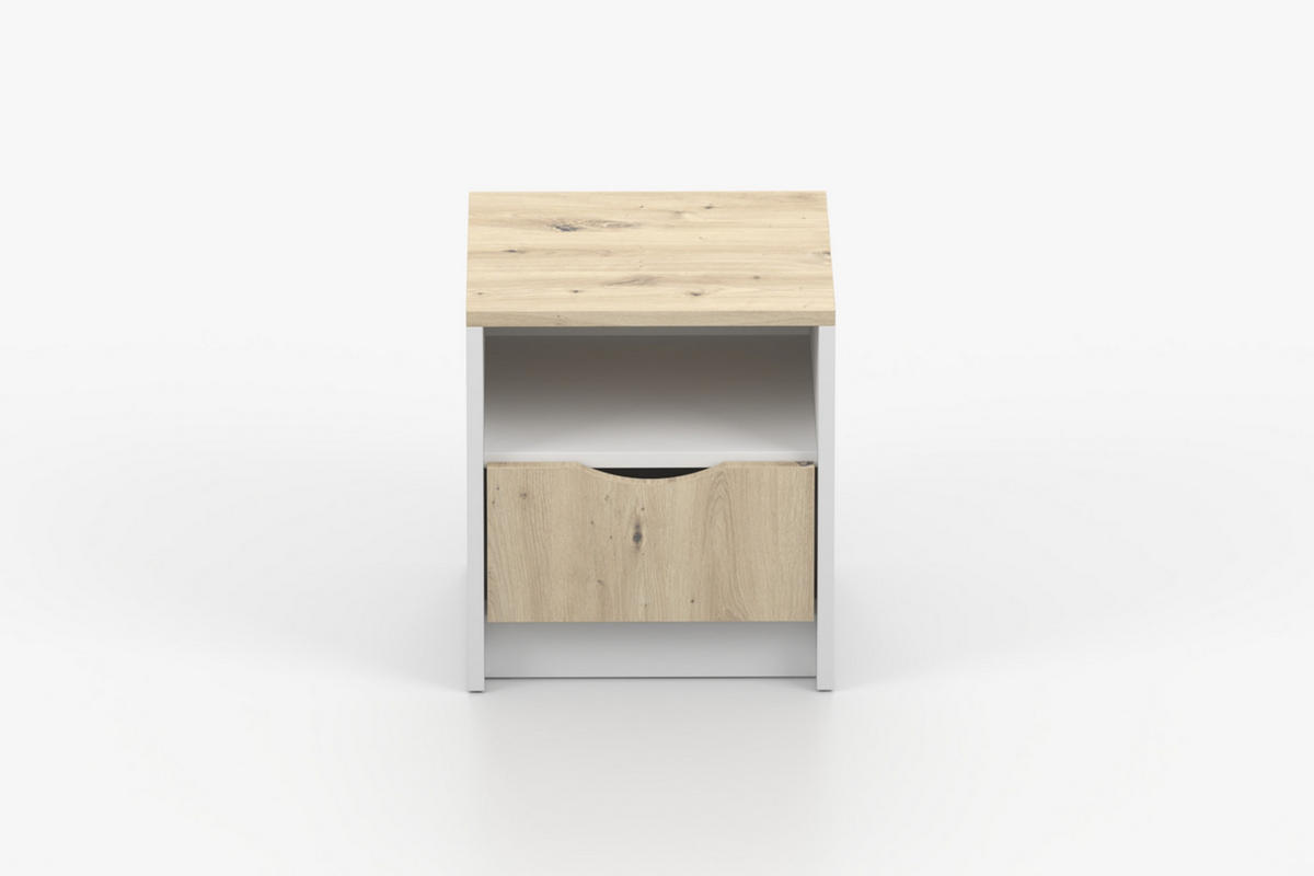 KINDER-NACHTTISCH JUMI 40/42/36 cm in Weiß/Eiche Artisan - Weiß/Eiche Artisan, Holzwerkstoff (40/42/36cm) - Deine Möbel 24