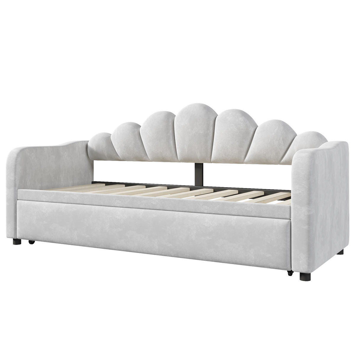 TAGESBETT 90/200 cm DE-32839 mit Ausziehfunktion und LED Grau - Grau, Holzwerkstoff (90/200cm) - ComfortXL