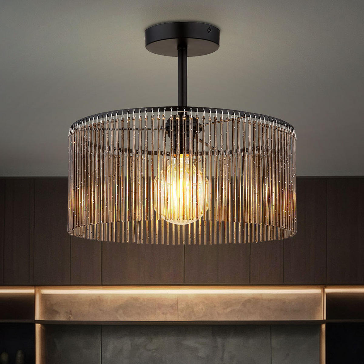 LED DECKENLEUCHTE LEEDS Rauchoptik Grau - Grau, Metall (35/35/32cm) - Nowa