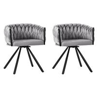 DREHSTUHL 2er-Set Grau mit 360°-Drehfunktion aus Samt - Grau, Textil (59/72/54cm) - MIVRAY