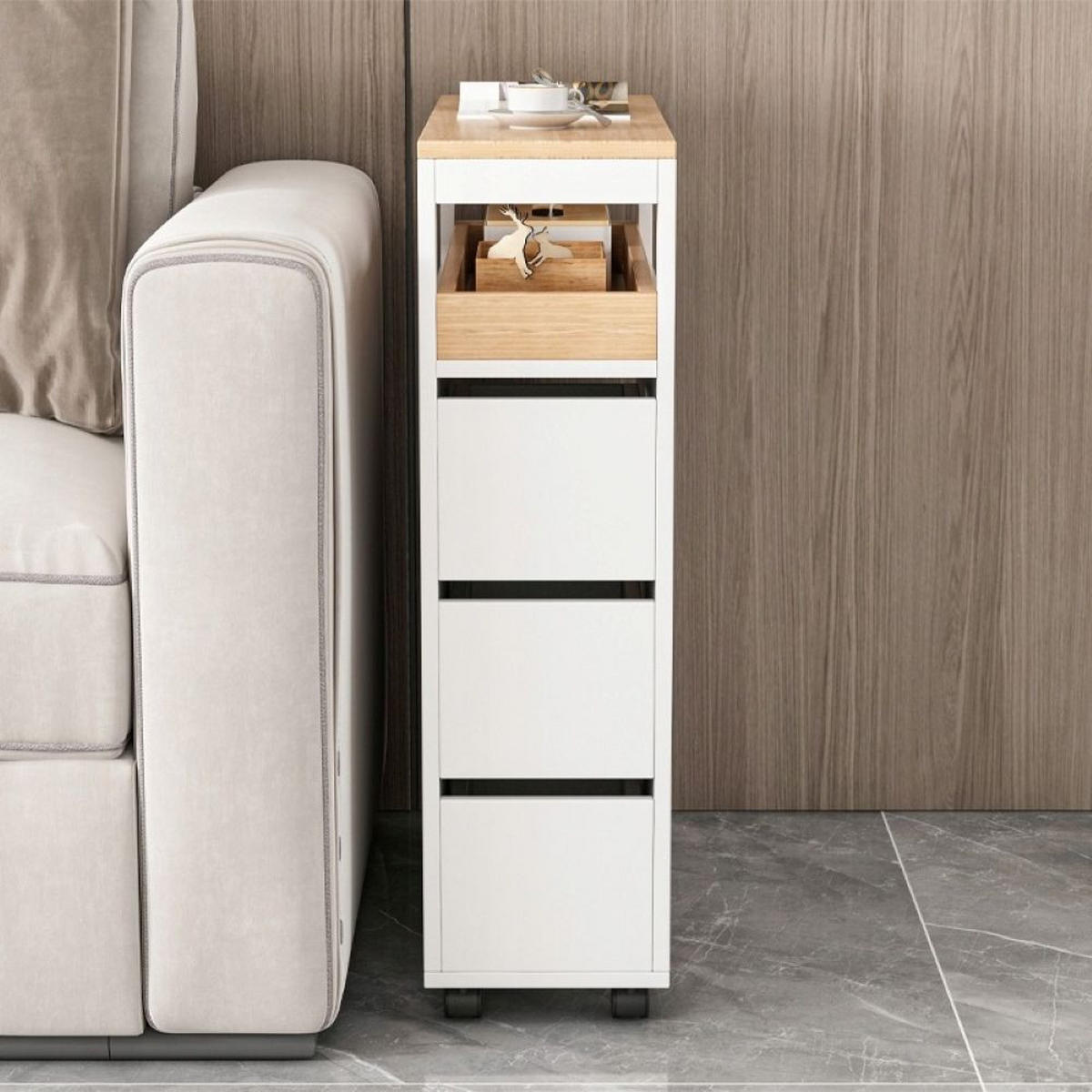 ROLLSCHRANK, weiß 65/23/82 cm - Weiß, Holzwerkstoff (85/10/72cm)