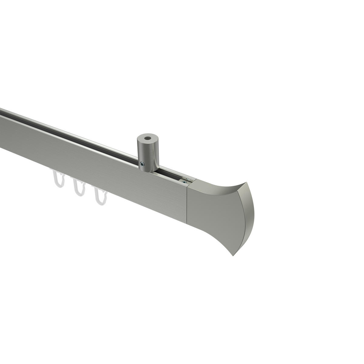 INNENLAUF-GARDINENSTANGEN-SET Sonius Conex 180 cm, 1-läufig, 14x35 mm Edelstahl-Optik - Edelstahlfarben, Metall (180cm) - INTERDECO