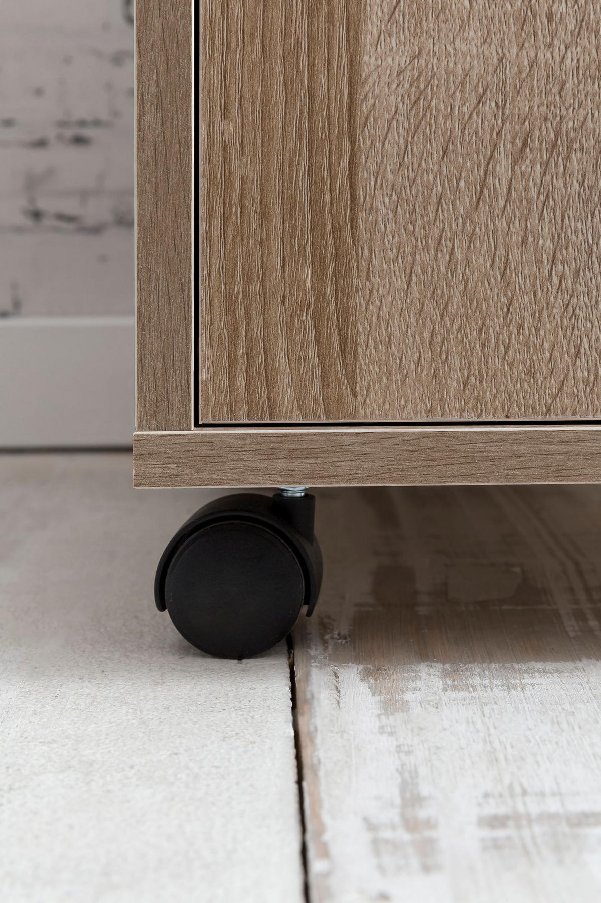 ROLLCONTAINER 2 Türfächer Ablage Rollen Mit Bremsen OSSOLA, Beige 33x38x60 cm - Beige/Schwarz, Holz/Kunststoff (33/60/38cm) - KADIMA DESIGN