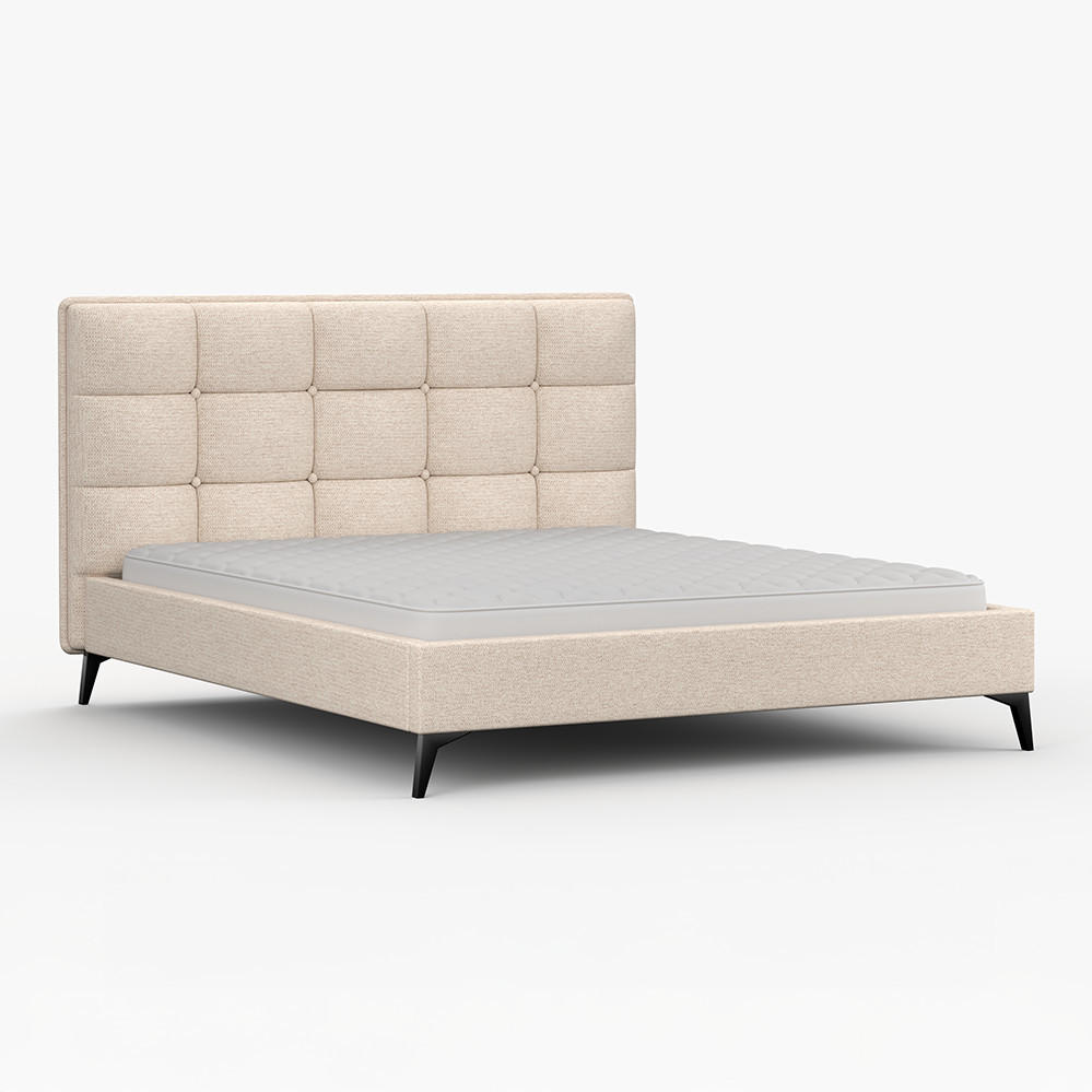 POLSTERBETT SISI, Lattenrost, ohne Bettkasten, gepolsterte Kopfstütze 160/200 in Creme - Creme/Schwarz, Holz/Textil (160/200cm) - imoebel24