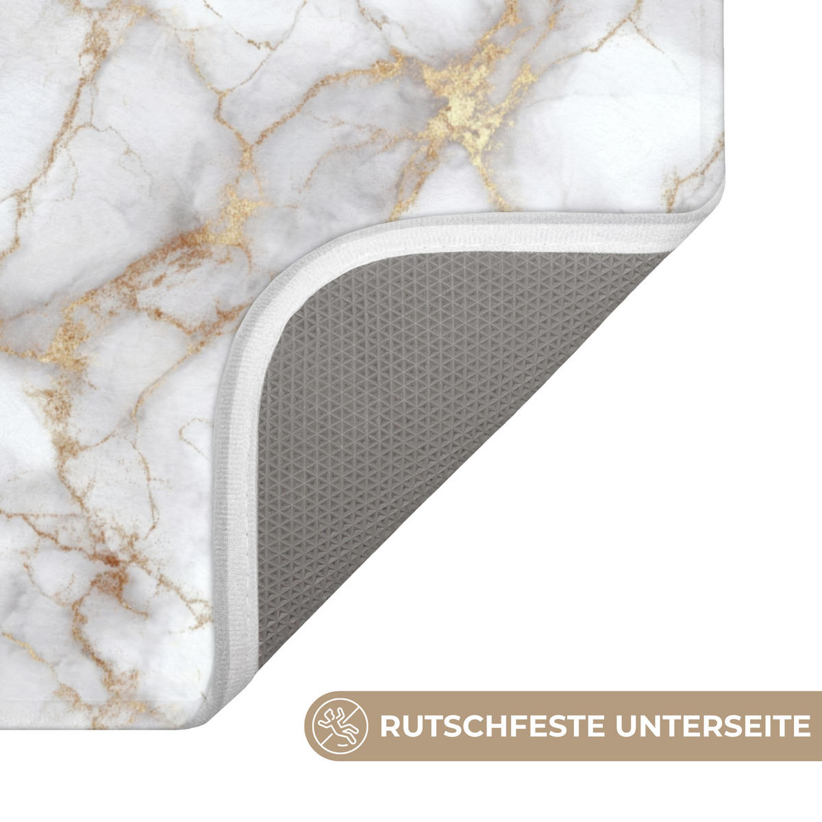 WC-VORLEGER Weiß - Gold - Marmor - Grau Toilettenvorleger 55x60 cm - Weiß, Kunststoff/Textil (55/1cm) - OnlyWow