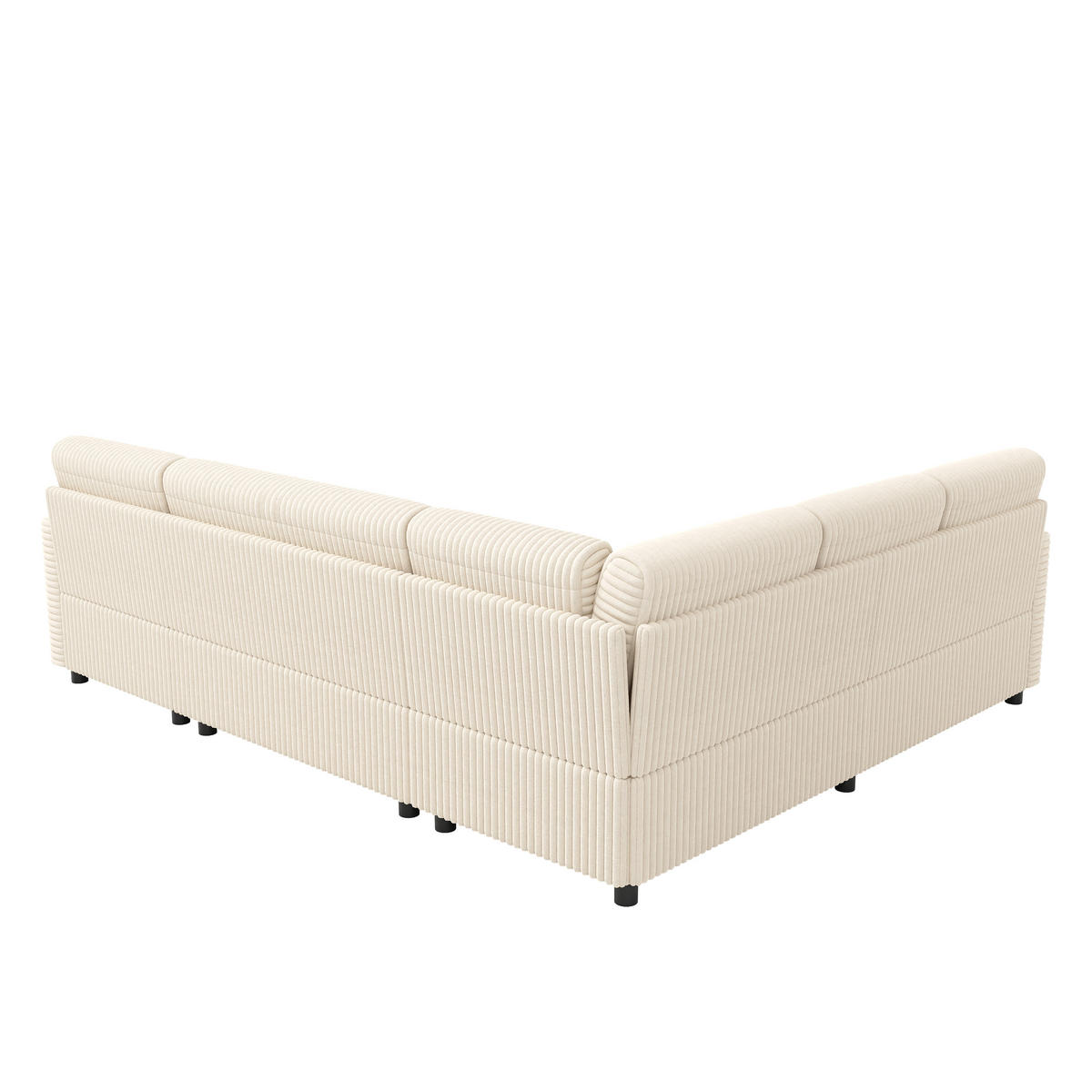 SOFA U Oblik na Razvlačenje Cord 220x274x85 cm Bež - bež, tekstil (274/85/220cm) - FLIEKS
