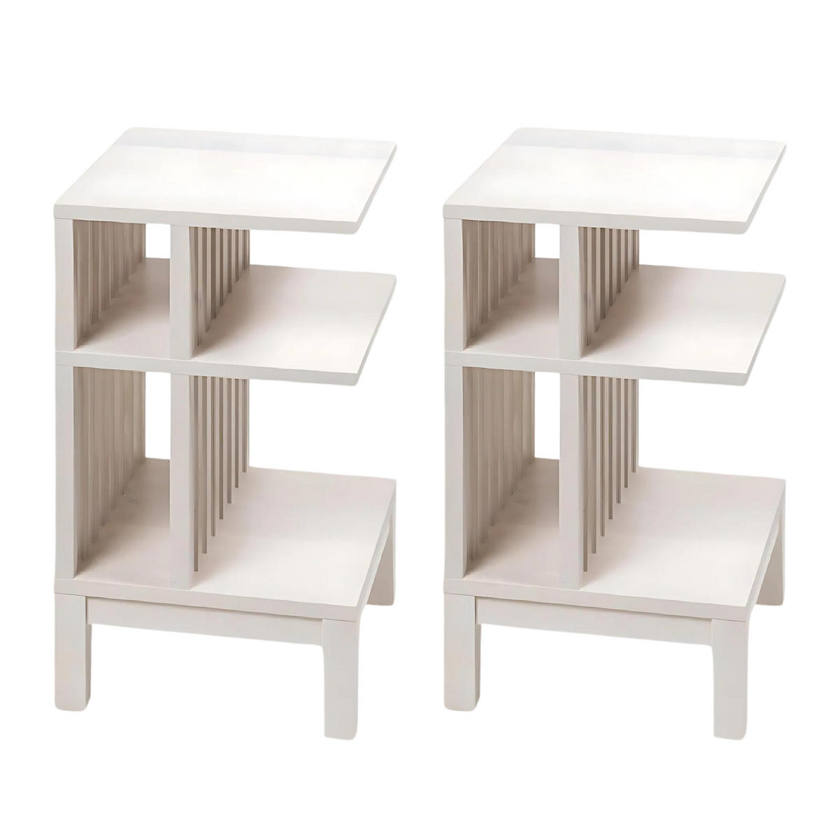 NACHTTISCH Celine 2er Set, weiße Birke, 37,5/37,5/65 cm - Weiß, Holz (37.5/65/37.5cm) - WOODEK