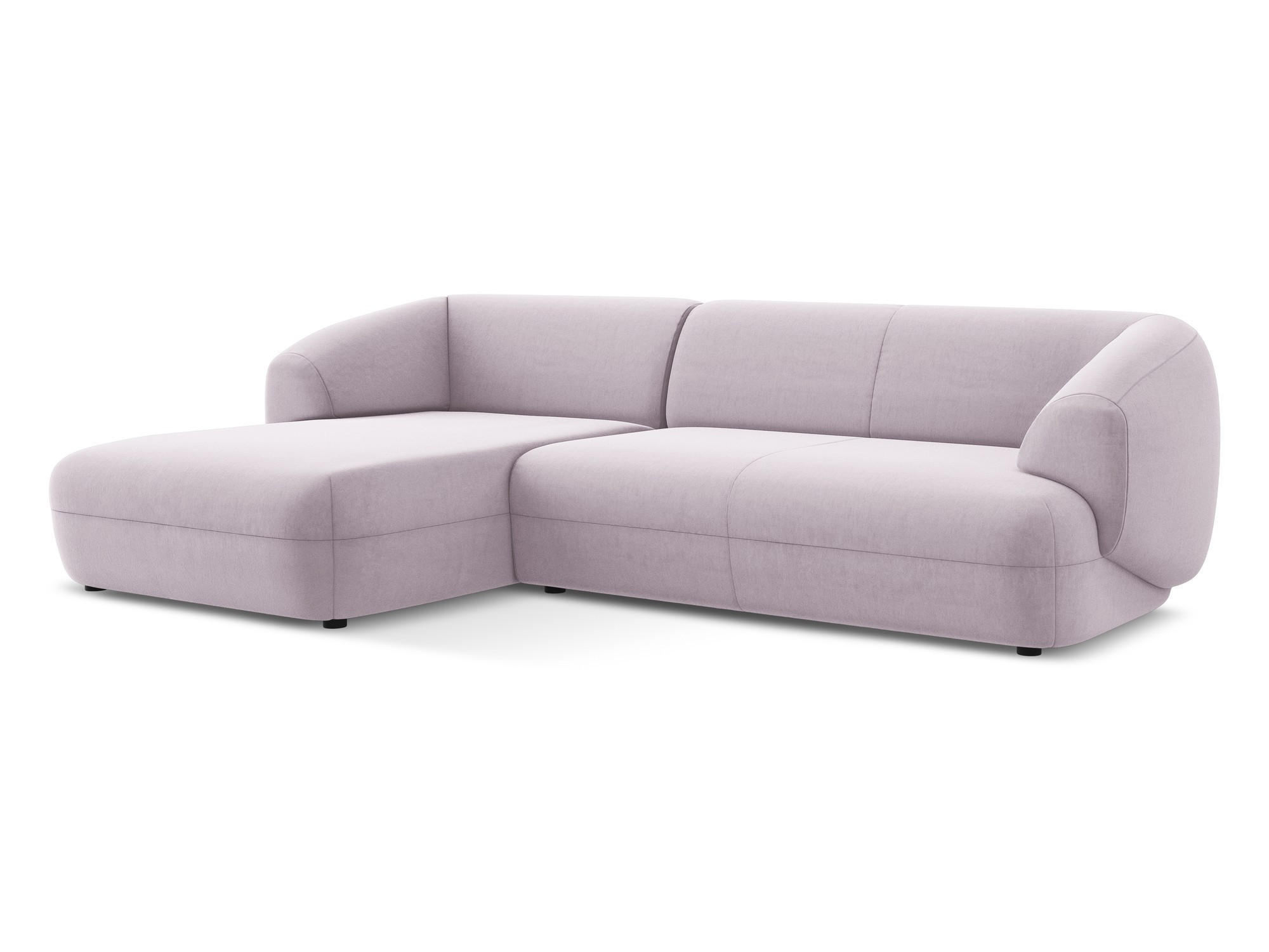 ECKSOFA Links Samt Stoff Violett - Lila/Flieder, Kunststoff/Textil (156/280cm) - Makamii