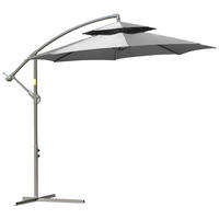 SONNENSCHIRM, Polyester, Stahl, Hellgrau - Hellgrau, Metall (2.67/2.67cm) - Outsunny