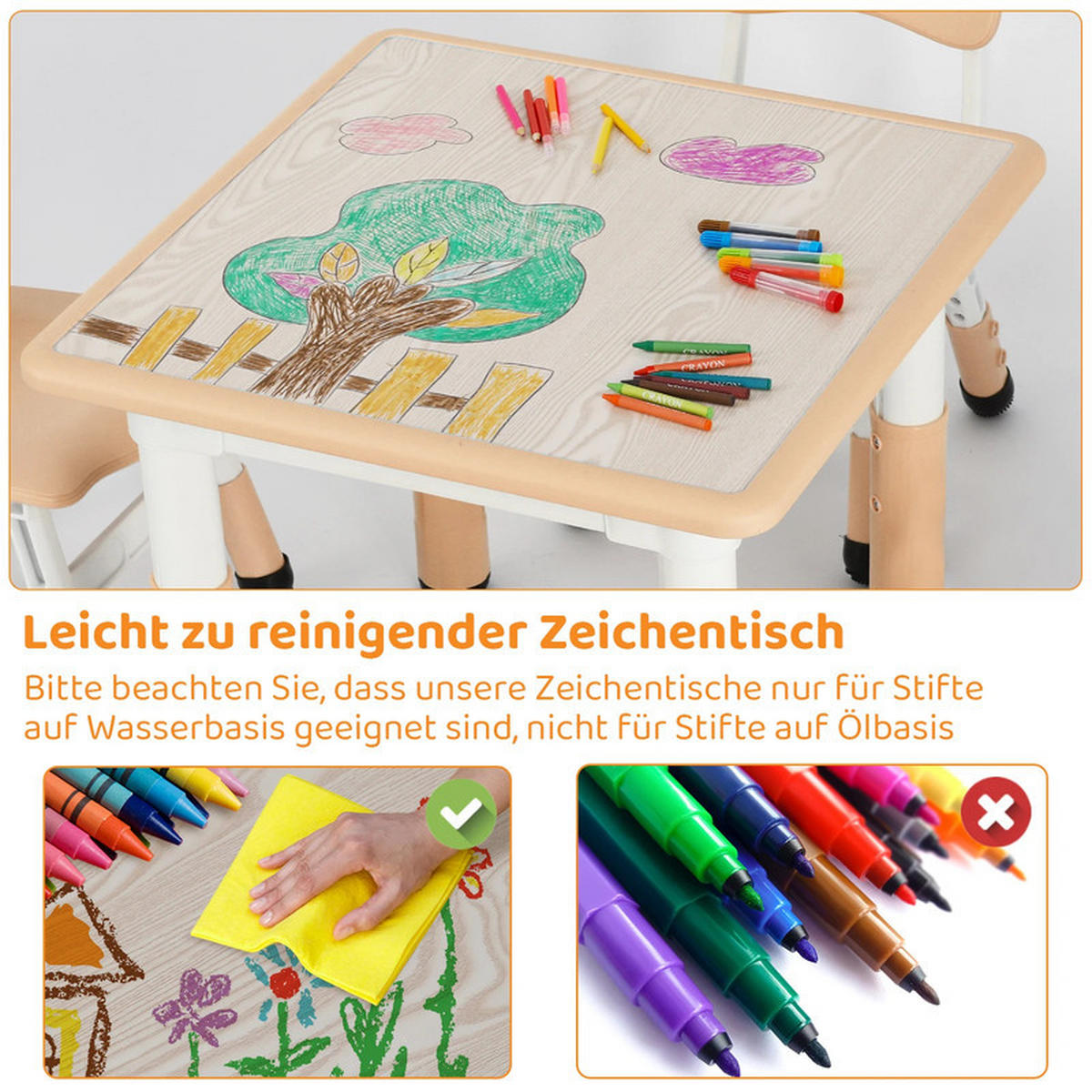 KINDERSITZGRUPPE Beige Höhenverstellbar - Beige, Kunststoff (60/48/60cm) - Bextsrack