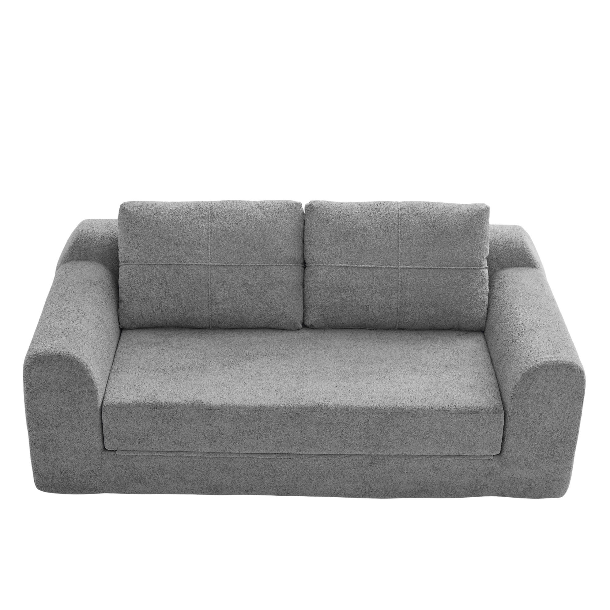 SCHLAFSOFA 179/95/79 cm klappbar als Bodensofa und Doppel-Bodenbett, samtweicher Bezug, Dunkelgrau - Dunkelgrau, Textil (178/61.5/96cm) - Redom