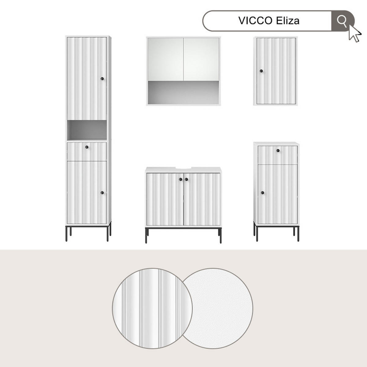 BADSPIEGELSCHRANK Eliza Weiß Riffel 70 x 65 cm - Weiß, Holzwerkstoff (70/65/22cm) - Vicco