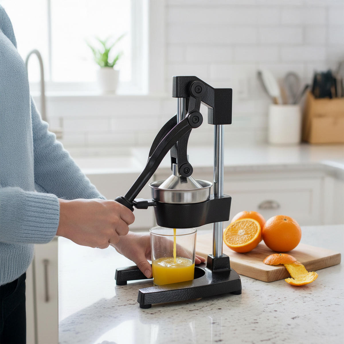 SAFTPRESSE - Schwarz, Kunststoff/Metall (18.5/39.5/27.5cm) - Relaxdays