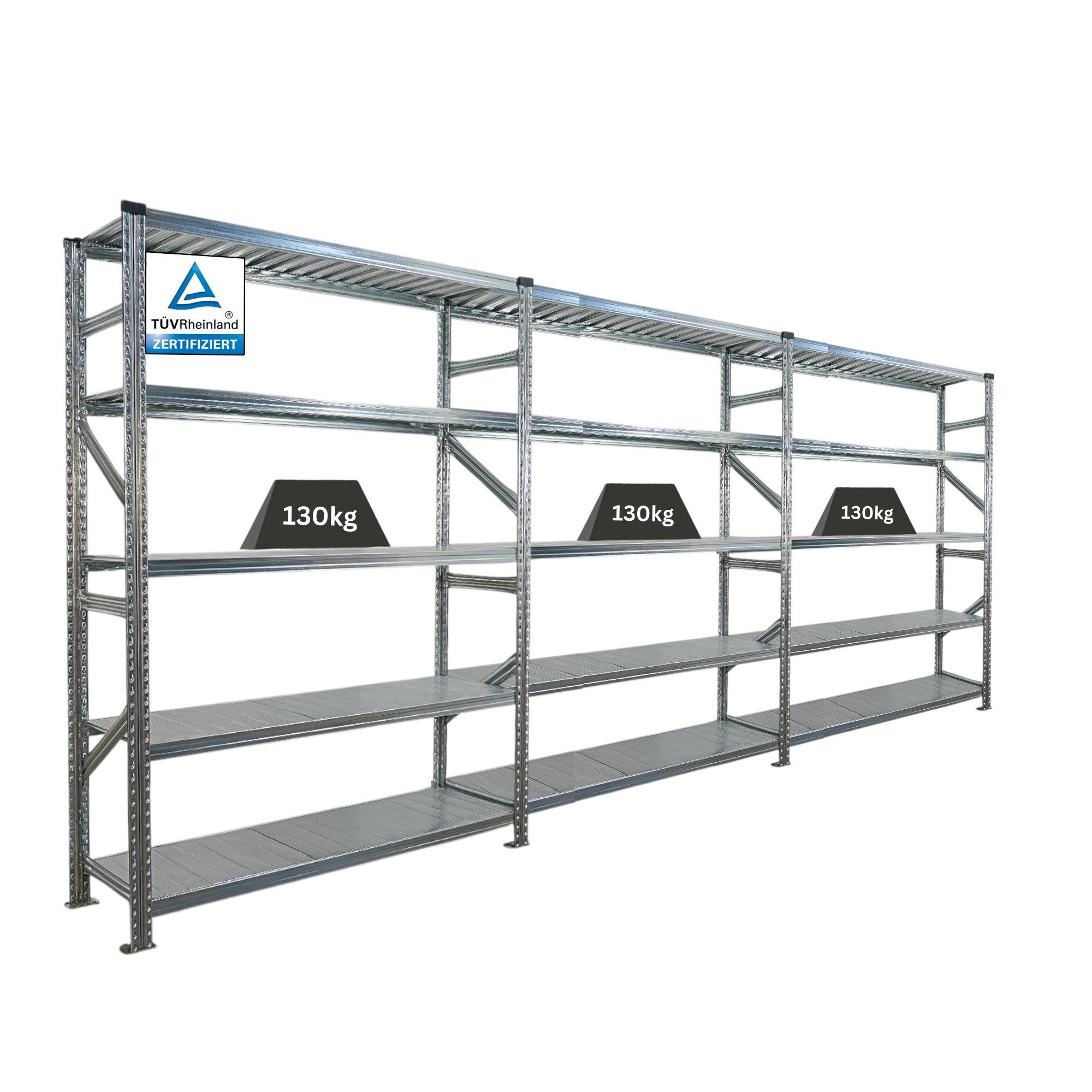 Proregal Fachbodenregal Silber 450x200x40 cm