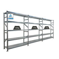 FACHBODENREGAL Proximo Stecksystem 200x450x40cm 5 Ebenen Fachlast 130 kg Beidseitig nutzbar Verzinkt - Silberfarben, Metall (450/200/40cm) - PROREGAL