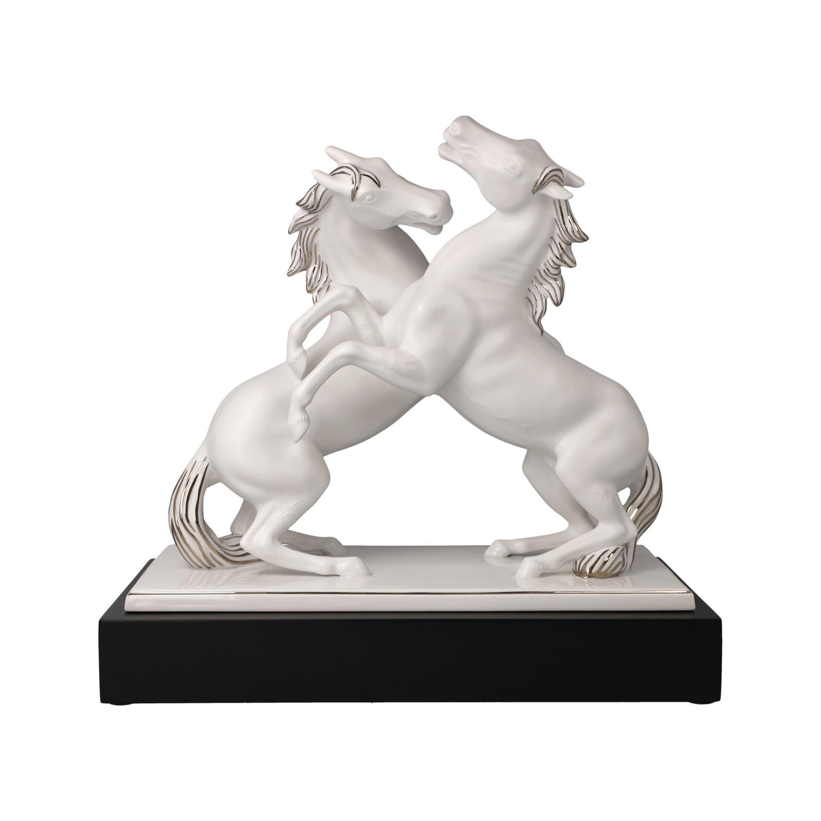 DEKOFIGUR PFERDE ARTISTE ER ALEGRIA Studio 8 Chevaux weiß-silber 32 cm - Silberfarben/Weiß, Keramik (16.5/29/32cm) - Goebel