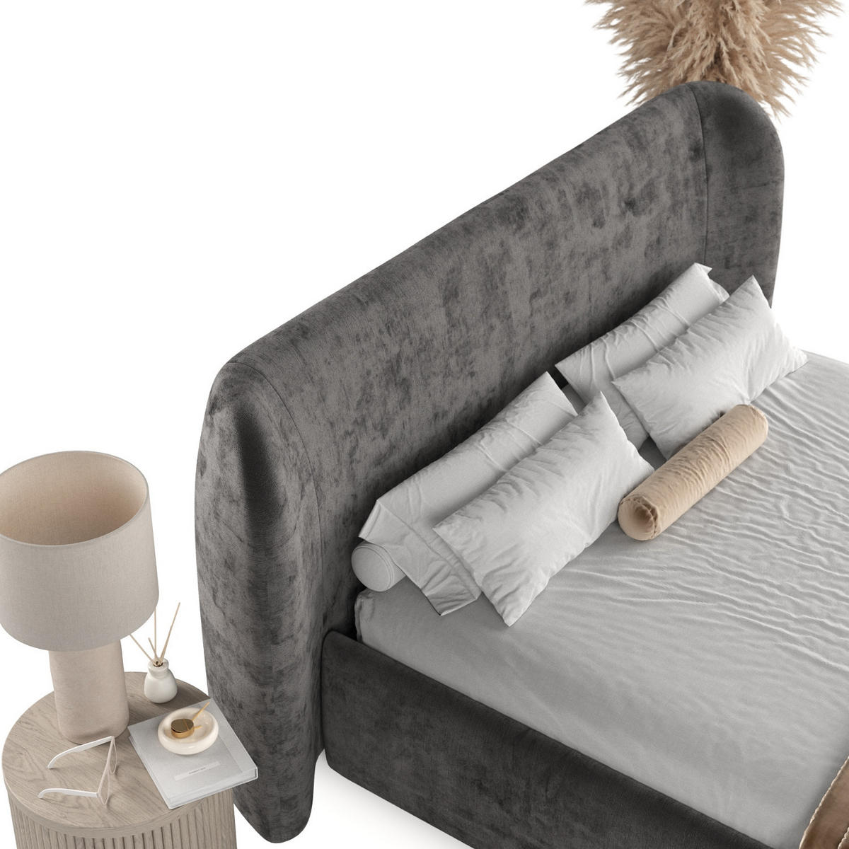 POLSTERBETT Bellano mit Stauraum 140/200 cm Stahl im Lotta Stoff - Schwarz/Graphitfarben, Holz/Holzwerkstoff (140/200cm) - AltaBeds