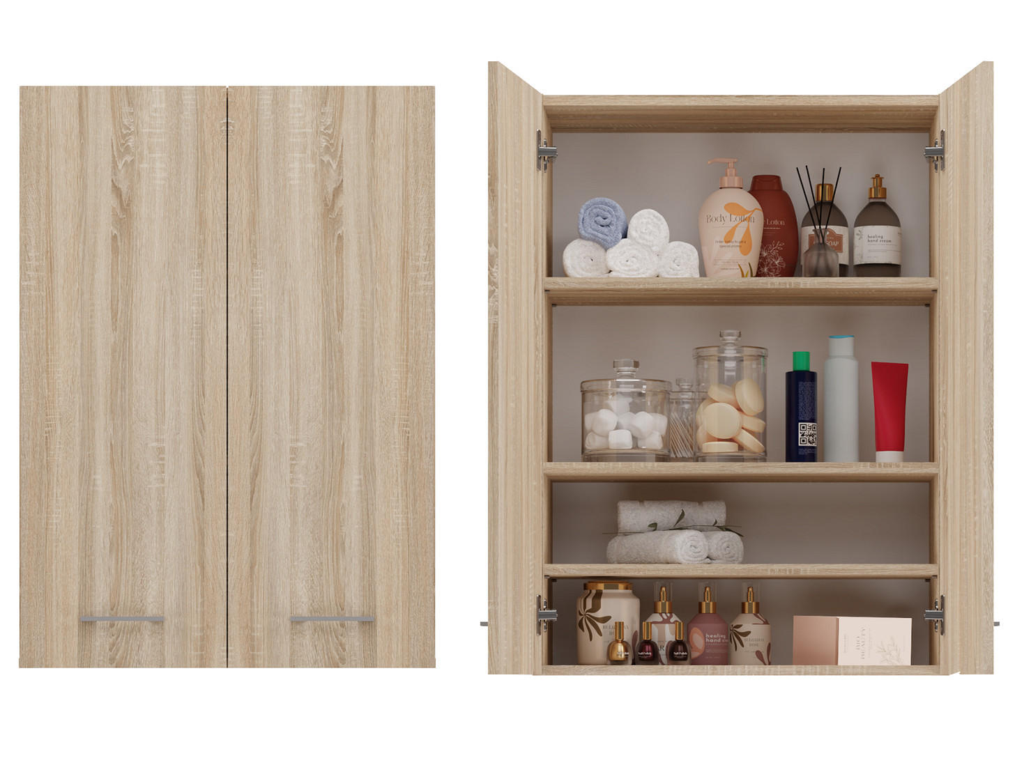 BADEZIMMERSCHRANK POLA MINI DD - EICHE SONOMA - Sonoma Eiche, Holzwerkstoff (64/90/30cm) - CDF