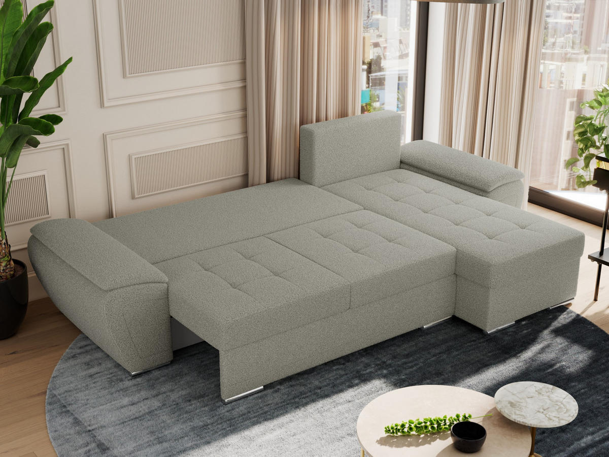 ECKSOFA UMBRIA L Hellgrau Boucle - Hellgrau/Grau, Textil (271/157cm) - MKS