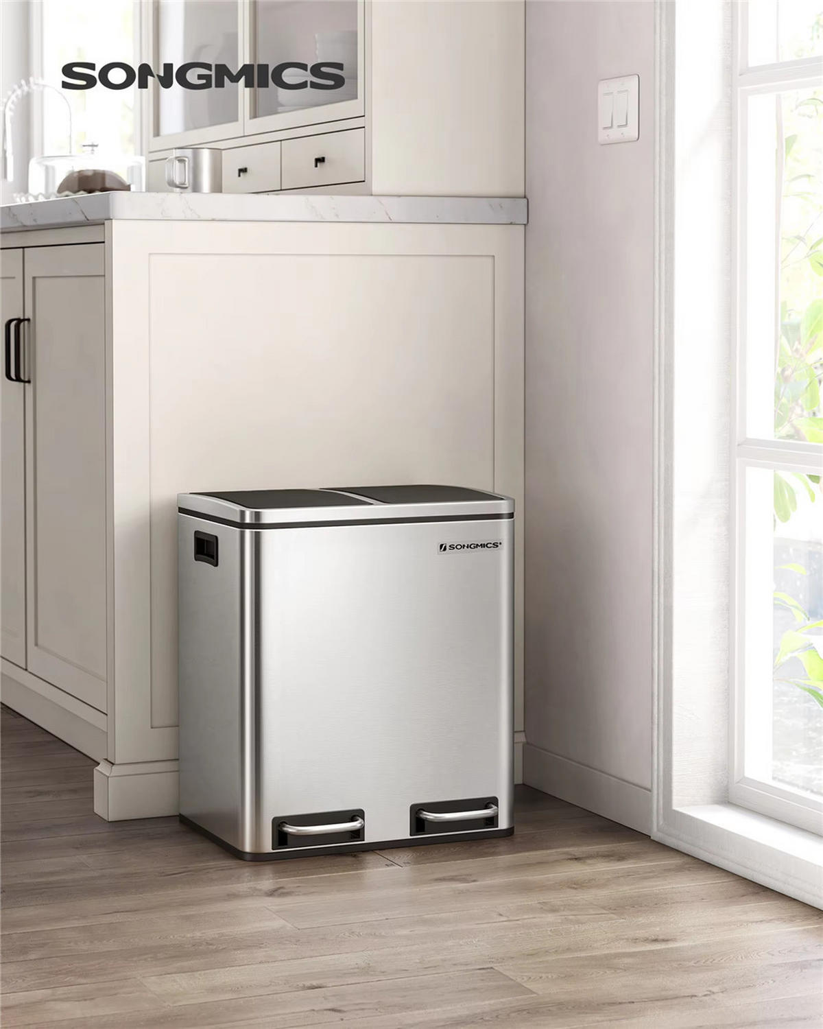 MÜLLEIMER 30 L Mülltrennsystem Treteimer Edelstahl - Silberfarben, Metall (41/47/31.5cm) - Kaket