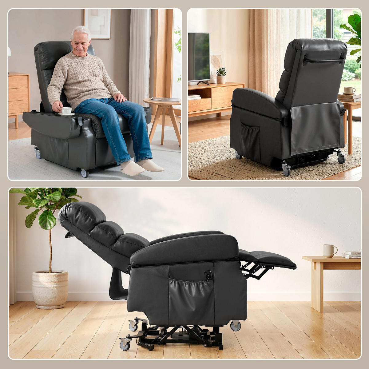 FERNSEHSESSEL DE-06442 Mit Aufstehilfe, 170° neigbar, Doppelmotor Dunkelgrau - Dunkelgrau, Metall (78/110/98cm) - ComfortXL