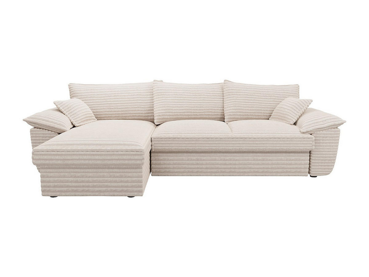 ECKSOFA mit Schlaffunktion - Ecke links - grob gerippter Cord - Beige - GUILLERMO - Beige, Textil (257/168cm) - Vente-Unique