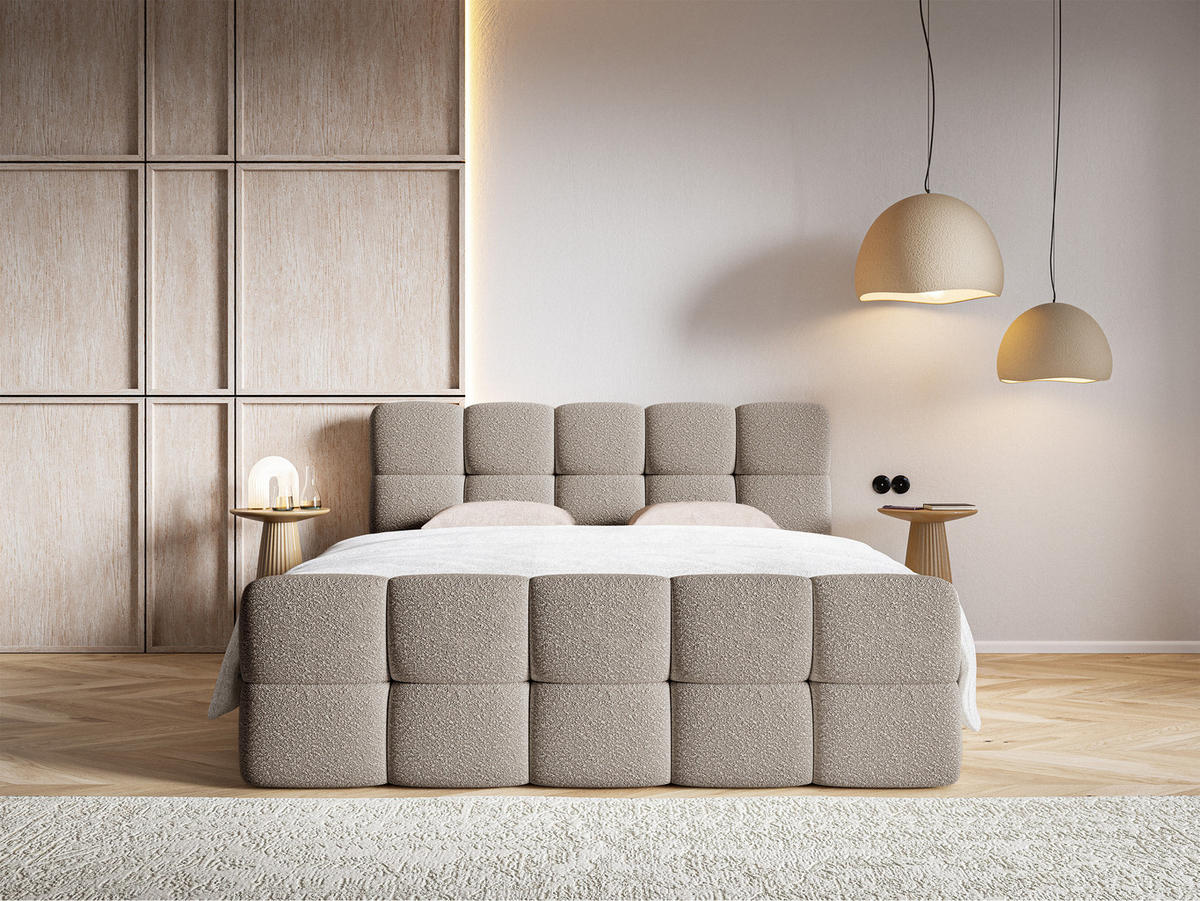 BOXBETT Cloudy Grau-Beige Boucle-Bezug 140/200 cm - Greige, Textil (140/200cm) - Selsey