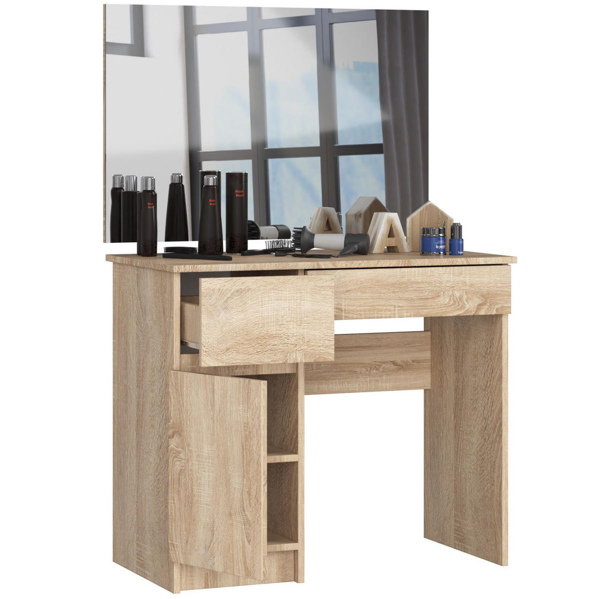 MĂSUȚĂ de machiaj cu oglindă - stejar Sonoma, compozit lemnos (90/142/50cm) - RAUMHIRSCH FURNITURE