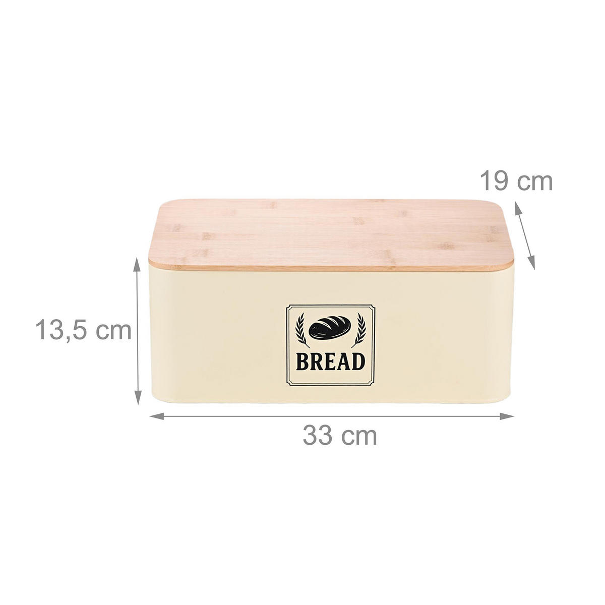 BROTKASTEN - Beige, Holz/Metall (33/13.5/19cm) - Relaxdays