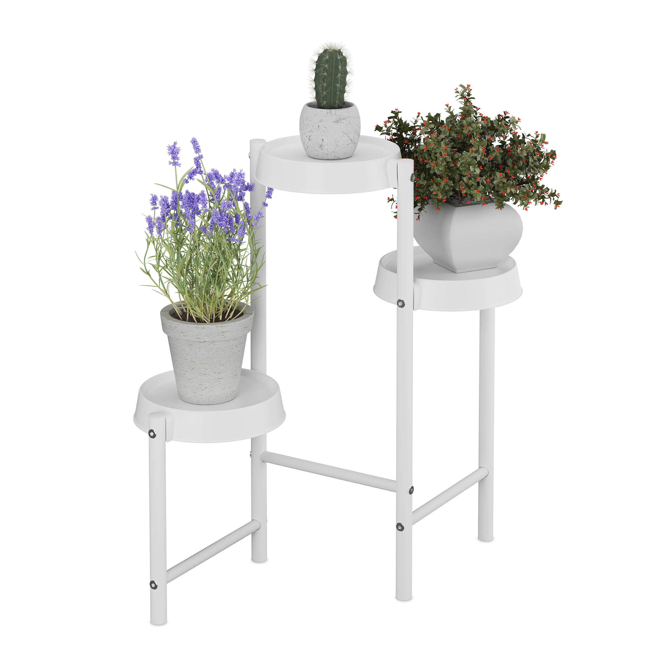 PFLANZENSTÄNDER - Weiß, Kunststoff/Metall (30/55/61cm) - Relaxdays