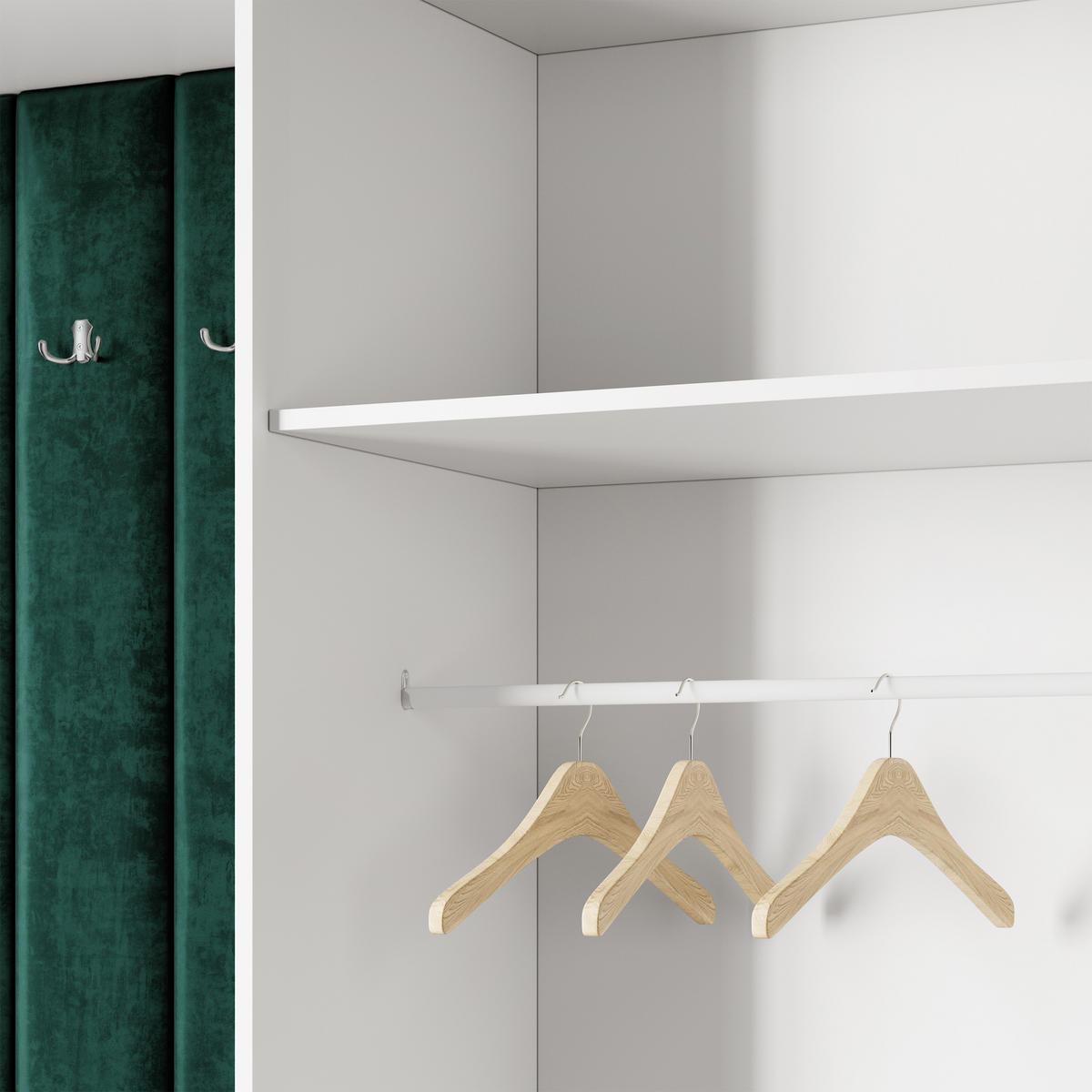 GARDEROBENSCHRANK REMA 180/240/60 cm Modern Garderobe-Set Kaschmir - Kaschmir/Grün, Holzwerkstoff (180/240/60cm) - MASSENO