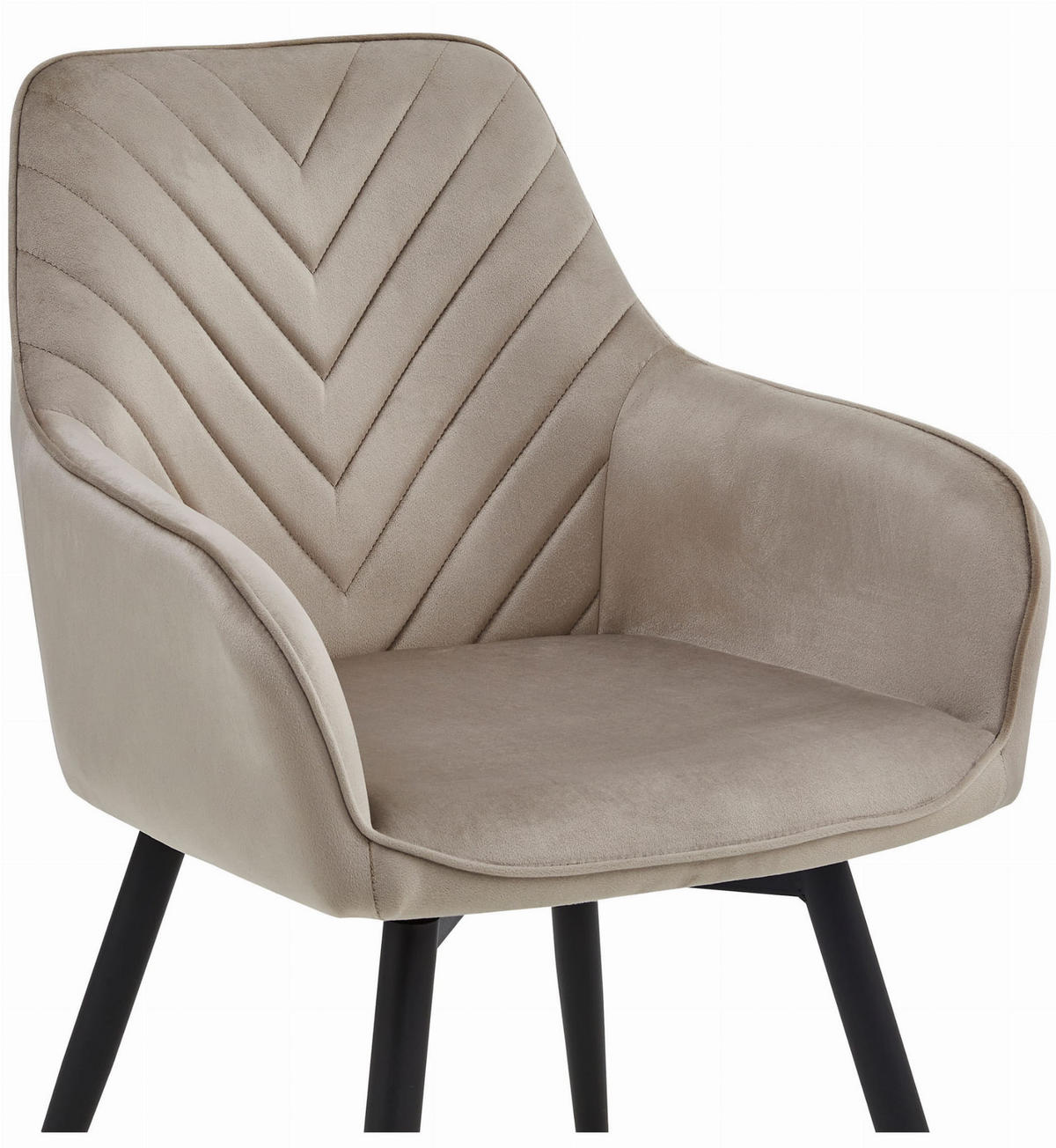 ESSZIMMERSTUHL WAAV360 dunkelbeiger Sitz, schwarze Beine - Beige/Schwarz, Textil (56/83.5/61cm) - Valora