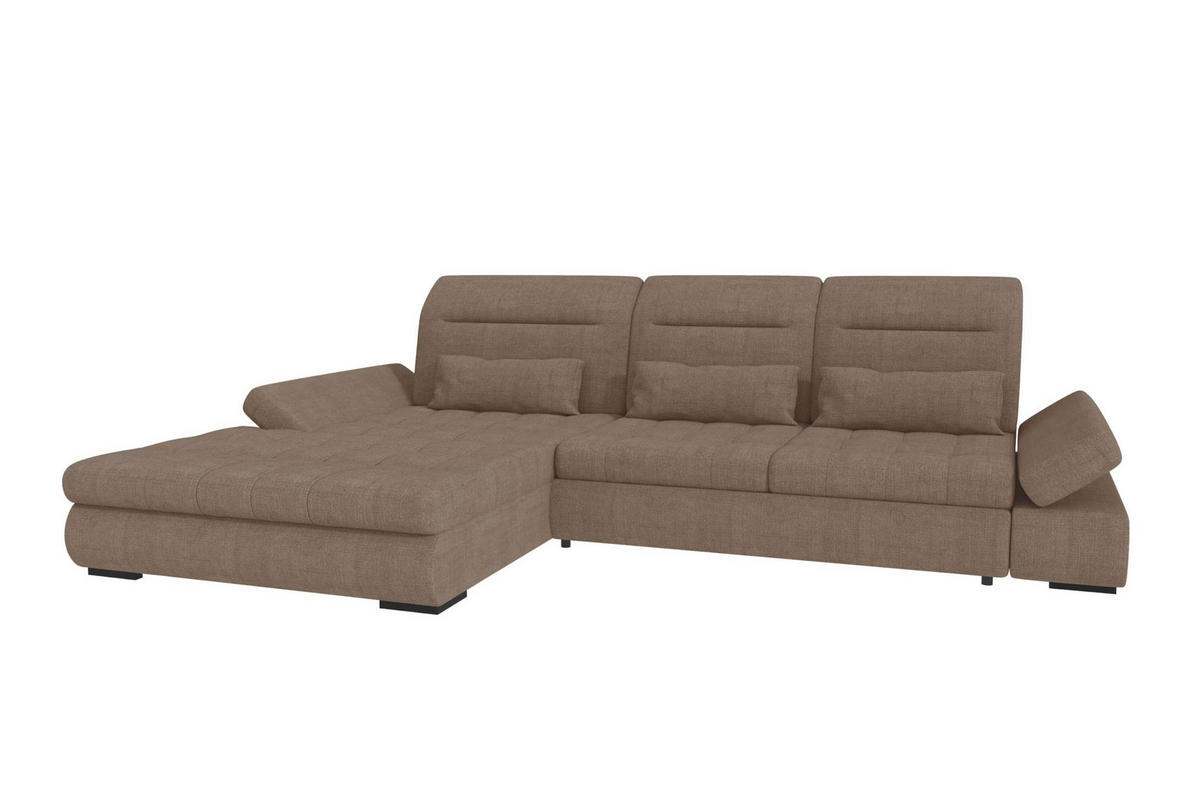 ECKSOFA Toscana Plus Velours inkl. Schlaffunktion - Sandfarben, Textil (179/300cm) - 99rooms