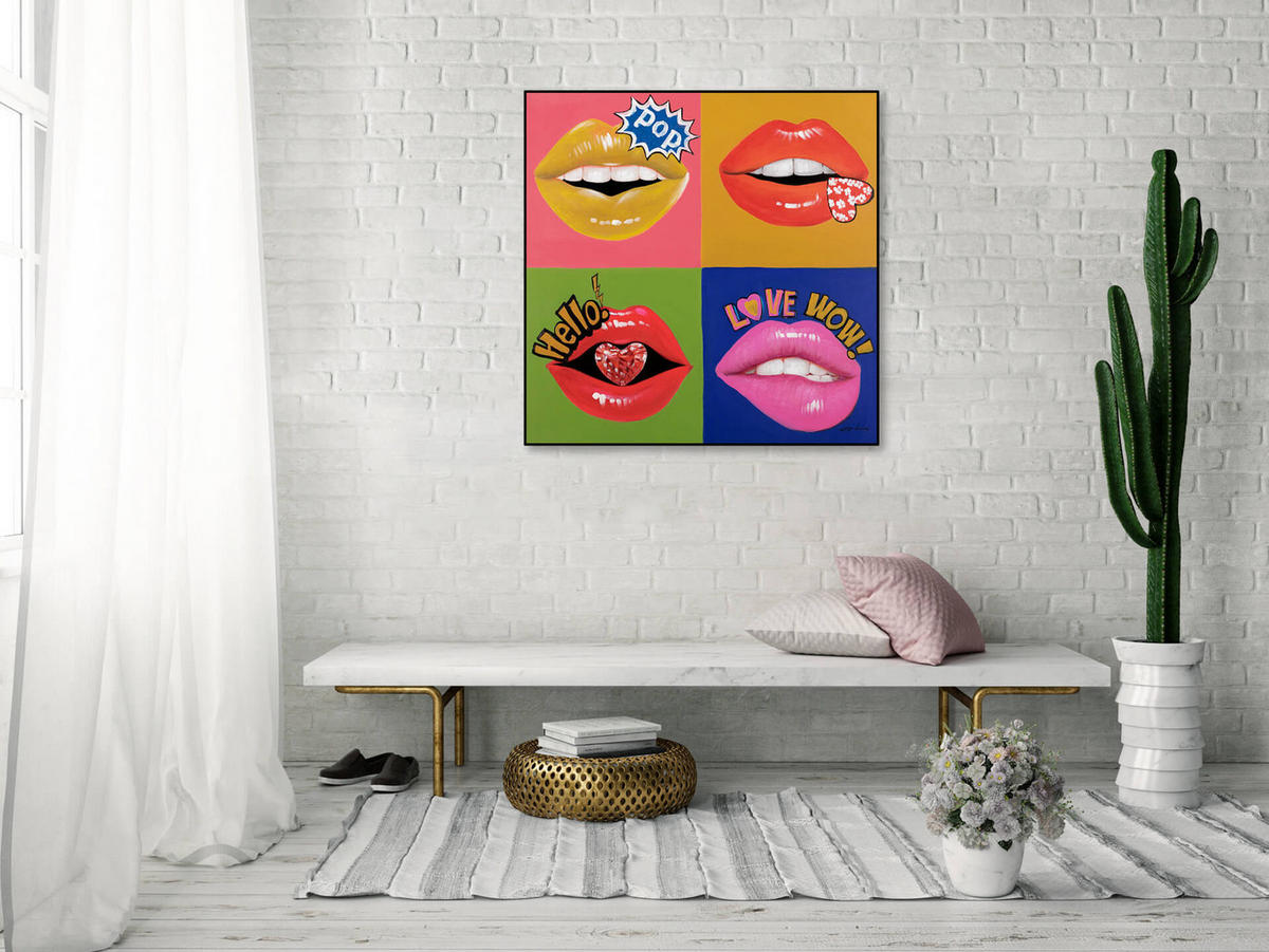 RUČNE MAĽOVANÝ AKRYLOVÝ OBRAZ 80/80 cm, viacfarebný, abstraktný dekoratívny motív - viacfarebná, drevo/textil (80/80cm) - KUNSTLOFT