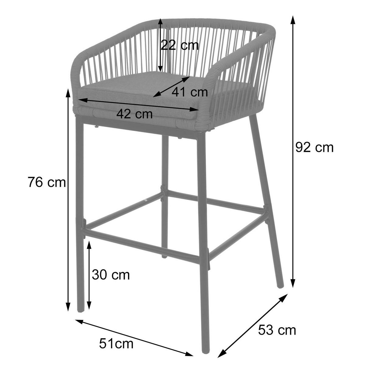 BARSKI STOL Svetlo siva, siva - siva/svetlo siva, kovina (51/92/53cm) - MCW