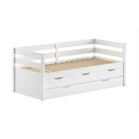 KOJENBETT Kelda 90x200 mit Bettschublade Kiefer Massivholz Weiß - Weiß, Holz (90/200cm) - 58aufmkessel