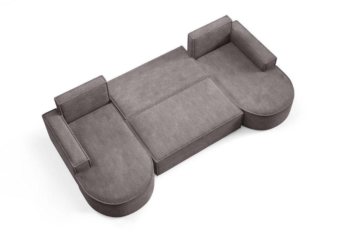 ECKSOFA MOLLY U Freistehendes, mit Schlaffunktion, 140x273cm, Bettkasten und Abnehmbaren Kissen 316x157x88cm, Abriamo Stoff, Grau Seide - Grau, Holz/Textil (316/157cm) - DomoHome