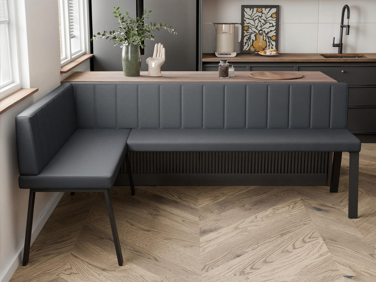 ECKBANK links MONO Y Kunstleder gesteppt, 128/168 cm Grau - Grau, Kunststoff/Textil (128/168cm) - Idohome