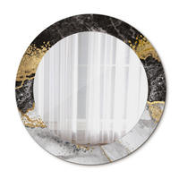 SPIEGEL Ø60 cm Rund mit Aufdruck - Goldfarben, Glas (60/60/0.4cm) - TULUP