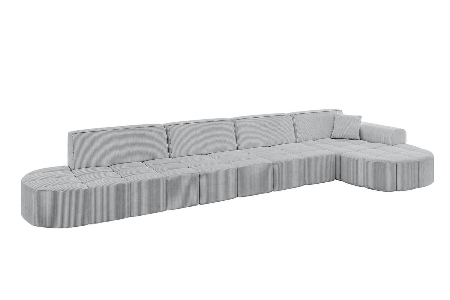 ECKSOFA Ottomane Rechts LIVO-L3 - 422x173x79,5 cm Grau - Grau, Holzwerkstoff/Textil (422/173cm) - ALTDECOR