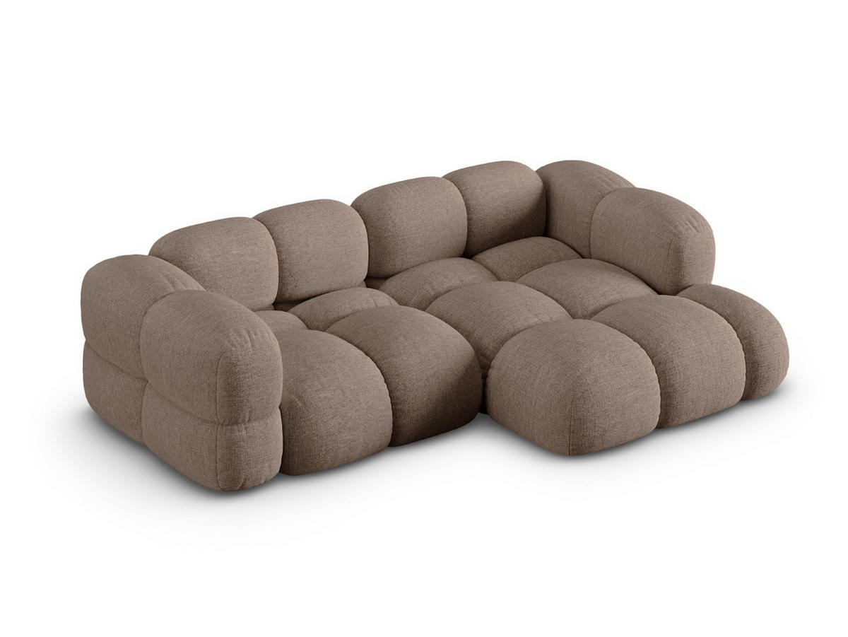 ECKSOFA rechts Loretto aus strukturiertem Stoff cappuccino 3 Sitzplätze - Cappuccino, Textil (147/250cm) - Cosmopolitan Design