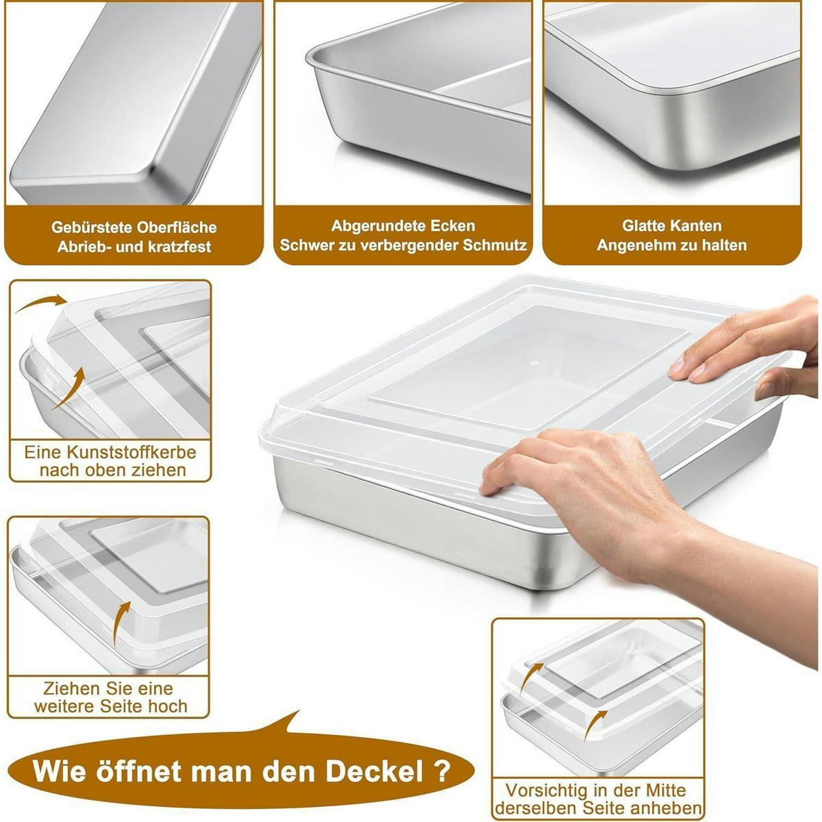 BACKBLECH mit Deckel 26,5 x 20,7 x 5 cm - Silberfarben, Metall (20.7/5/26.5cm)