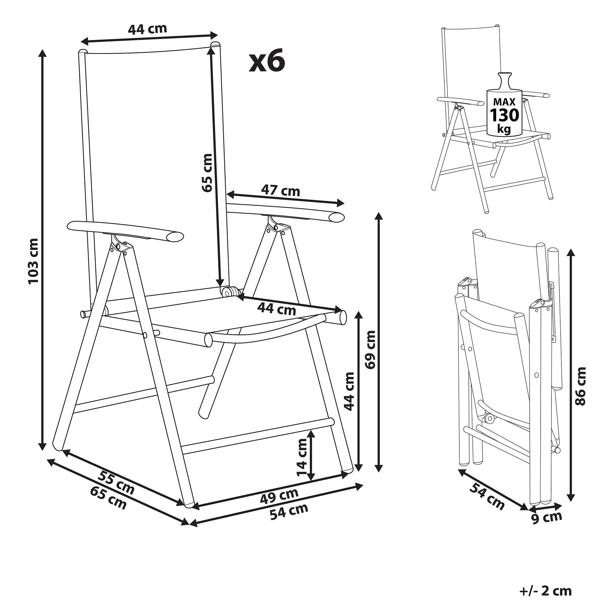 Thumbnail - Beliani Gartenstuhl, Schwarz, Kunststoff, 54x103x65 cm, Gartenmöbel, Gartenstühle, Gartenklappstühle