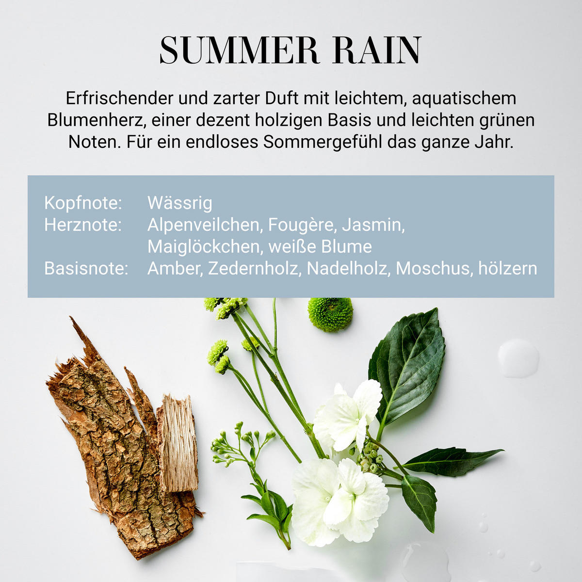DUFTKERZE Home & Soul No. 2 Summer Rain - Hellblau, Holz/Paraffin (9cm) - Butlers